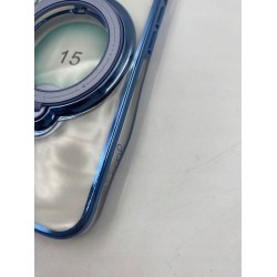 ETUI IPHONE15 MAGSAFE PRZEŹROCZYSTE NIEBIESKIE KRWĘDZIE OCHRONA APARATU