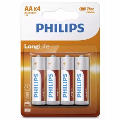 Outlet Bateria cynkowo-węglowa Philips AA (R6) 4 szt pojemność 550 mAh