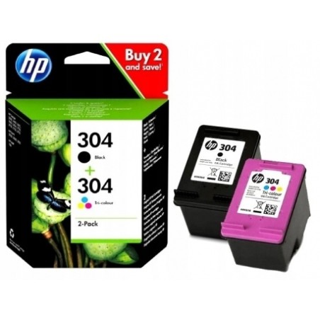 Outlet Zestaw tuszów HP 304 Instant Ink Czarny 2 ml Kolorowy 2 ml 3JB05AE