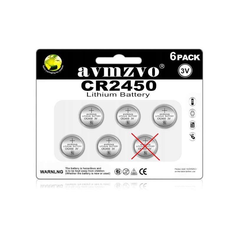 Outlet 5 x CR2450 3V Litowa bateria guzikowa CR2450 pojemność 600 mAh Outlet 5 x CR2450 3V Litowa bateria guzikowa CR2450 pojemność 600 mAh