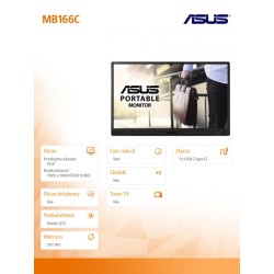 USZKODZONY Monitor LED Asus MB166C 15,6 " 1920 x 1080 px IPS / PLS