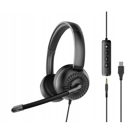 Słuchawki nauszne SpeedLink SL870006BK regulacja głośności złącze USB