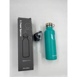 OUTLET TERMOS BUTELKA SUPER SPARROW TURKUSOWA POJEMNOŚĆ 750 ML 2 NAKRĘTKI