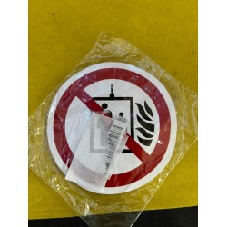 Zakaz używania windy w razie pożaru naklejka