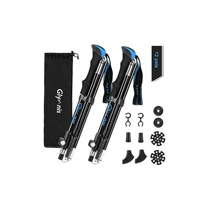 Outlet Kije trekkingowe GLYMNIS 110 - 130cm lekkie i trwałe czarne