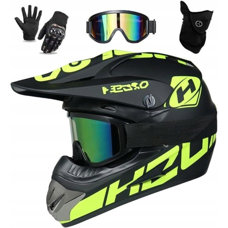 UIGJIOG Motorcross KASK NA MOTOR + RĘKAWICZKI + OKULARY rozmiar 52 - 59cm