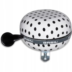 Outlet Dzwonek mechaniczny Basil Big Bell biały w czarne groszki 80 mm
