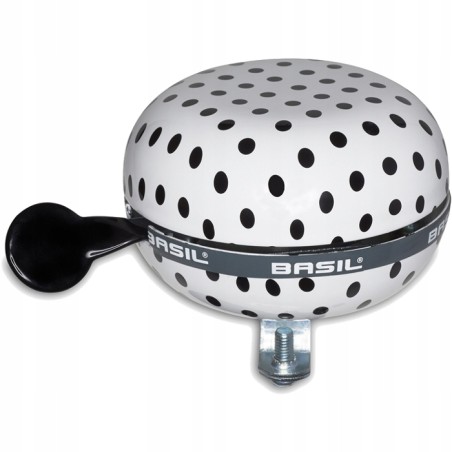 Outlet Dzwonek mechaniczny Basil Big Bell biały w czarne groszki 80 mm