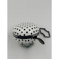 Outlet Dzwonek mechaniczny Basil Big Bell biały w czarne groszki 80 mm
