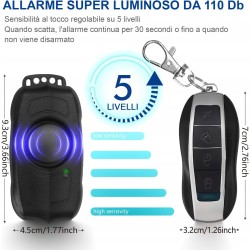 Outlet Alarm rowerowy z pilotem głośność alarmu 120 dB akumulator 500 mAh