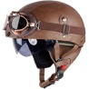 Skórzany Kask motocyklowy w stylu retro w zestawie z okularami XL 61-62 cm