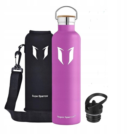 Outlet Super sparrow butelka na wodę fioletowa 1000ml ze stali nierdzewnej