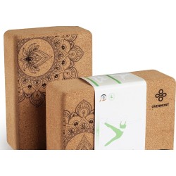 Outlet Zestaw 2 bloków korkowych do jogi fitnessu OVERMONT 22,5 x15x7,5 cm