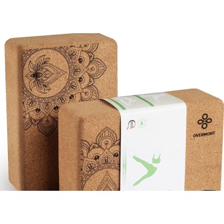 Outlet Zestaw 2 bloków korkowych do jogi fitnessu OVERMONT 22,5 x15x7,5 cm