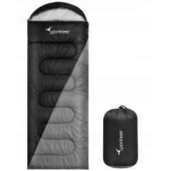 OUTLET ŚPIWÓR KEMPINGOWY WODOODPORNY SPORTNEER 220x75 CM CZARNY 3 PORY ROKU