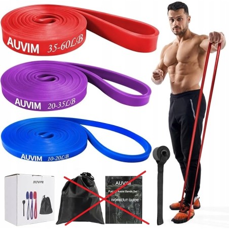 AUVIM Zestaw taśm oporowych 3 różne poziomy taśm oporowych do treningu OPIS