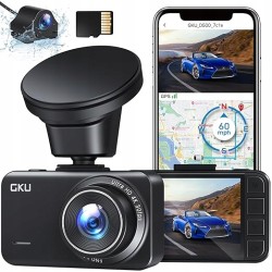 GKU Dash Cam Car Przód Tył 4K + 2.5K GPS WiFi Dash Cam z kartą SD 32 GB