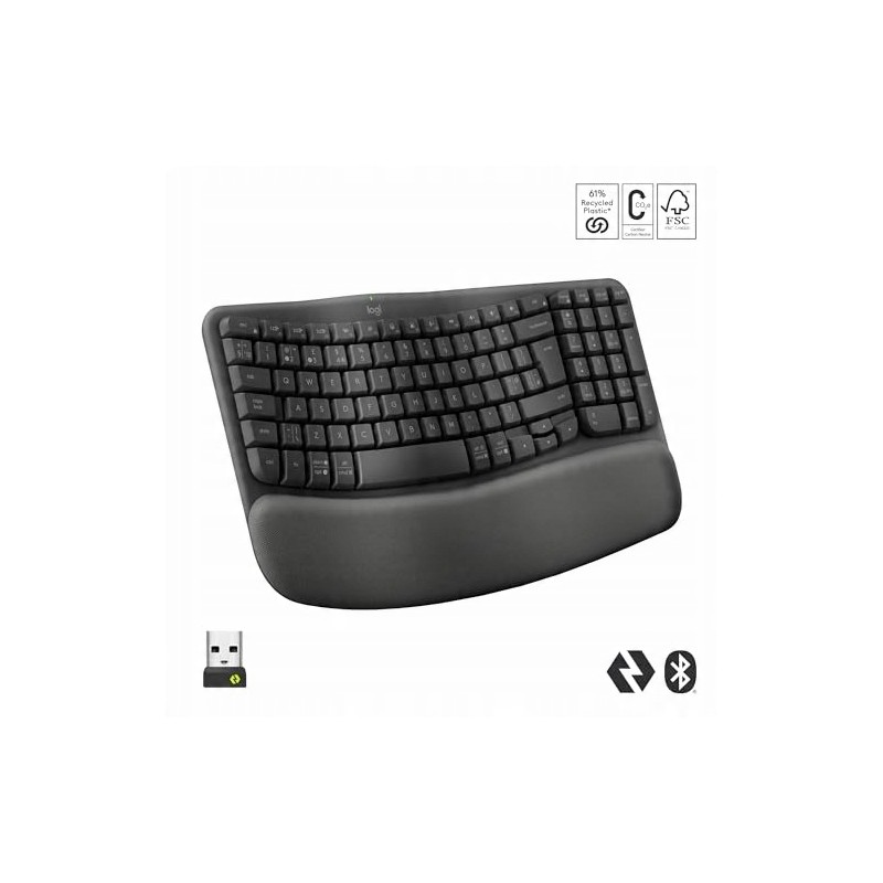 Logitech Wave Keys Bezprzewodowa klawiatura z podpórką pod nadgarstki
