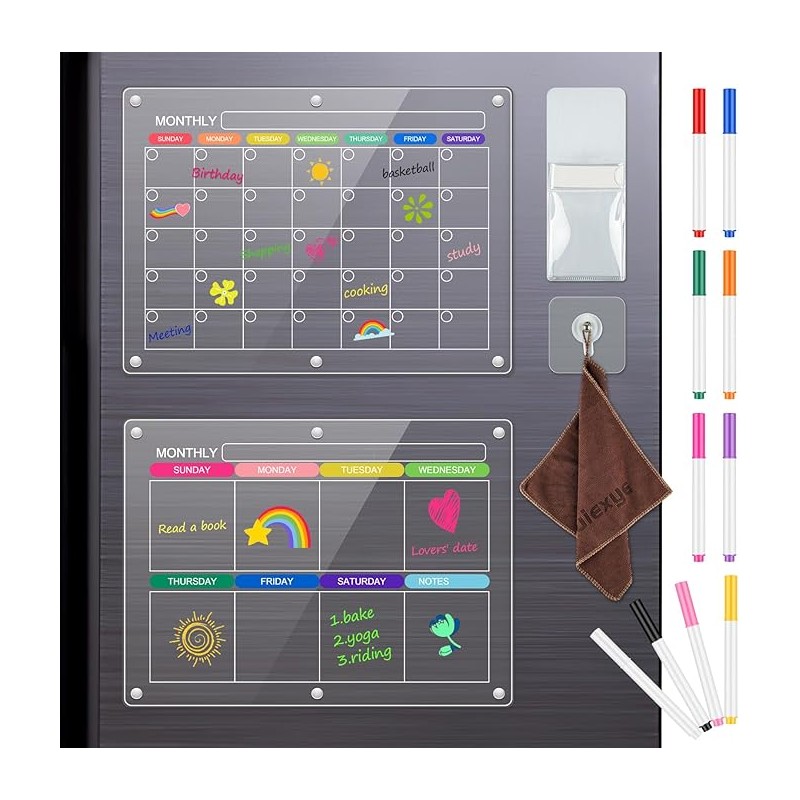 Akrylowy kalendarz magnetyczny na lodówkę miesięczny i tygodniowy 40 x 30cm