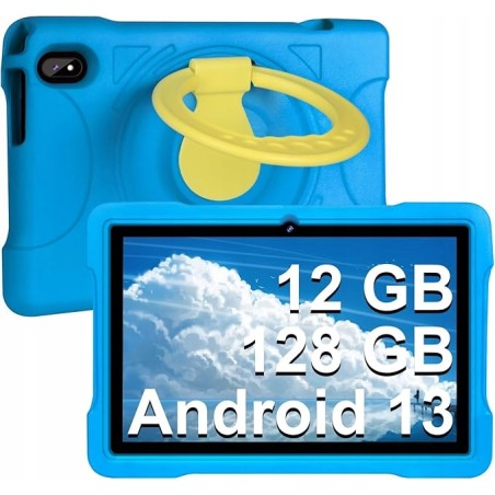 Tablet dla dzieci AOCWEI 2023 10 cali Android 13, 12 (6+6) +niebieskie etui