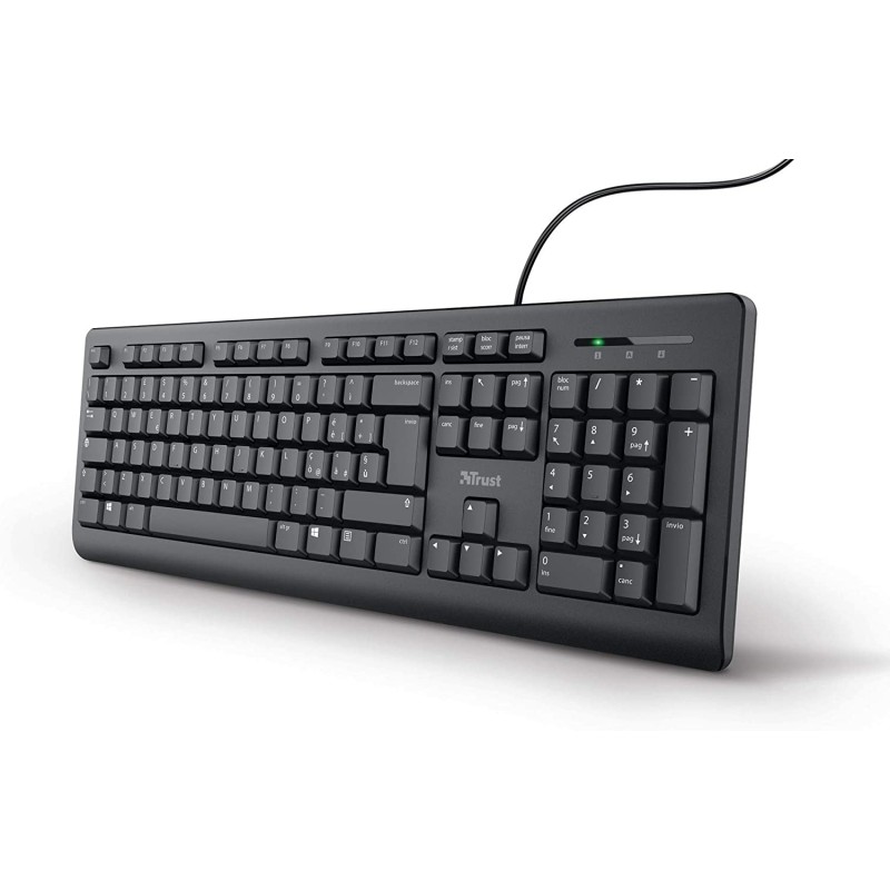 Outlet Trust Taro klawiatura USB przewodowa włoski układ QWERTY czarna OPIS