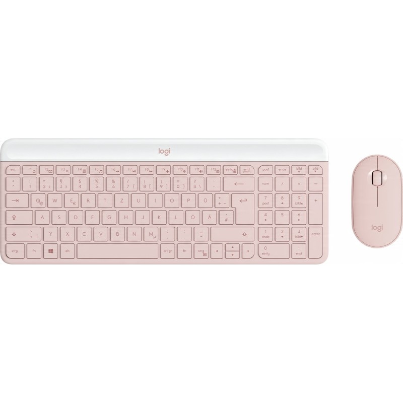 Outlet Klawiatura i mysz Logitech różowe MK470 QWERTZ Układ Niemiecki OPIS