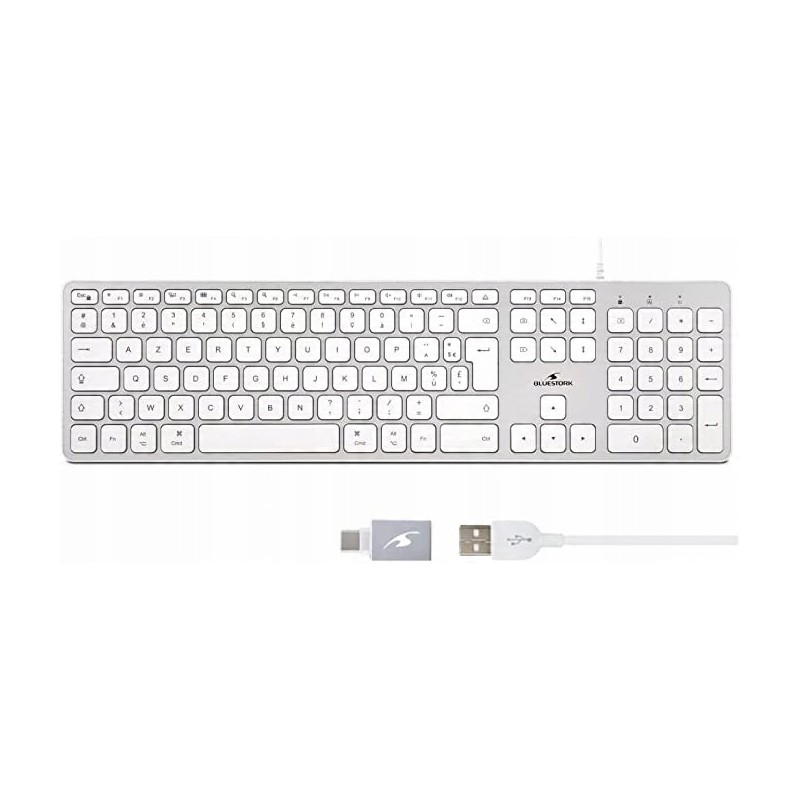 Bluestork AZERTY przewodowa klawiatura francuska dla Mac Windows USB-C