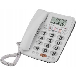 Outlet Telefon przewodowy stacjonarny z zestawem głośnomówiącym biały OPIS