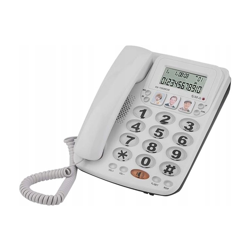 Outlet Telefon przewodowy stacjonarny z zestawem głośnomówiącym biały OPIS