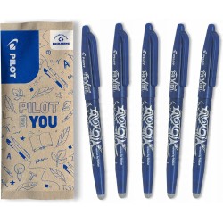 Outlet Zestaw Pen Frixion Ball Pióro Kulkowe 5 sztuk niebieskie z gumką