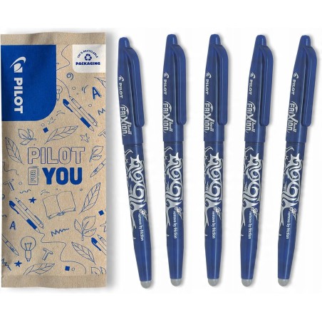 Outlet Zestaw Pen Frixion Ball Pióro Kulkowe 5 sztuk niebieskie z gumką