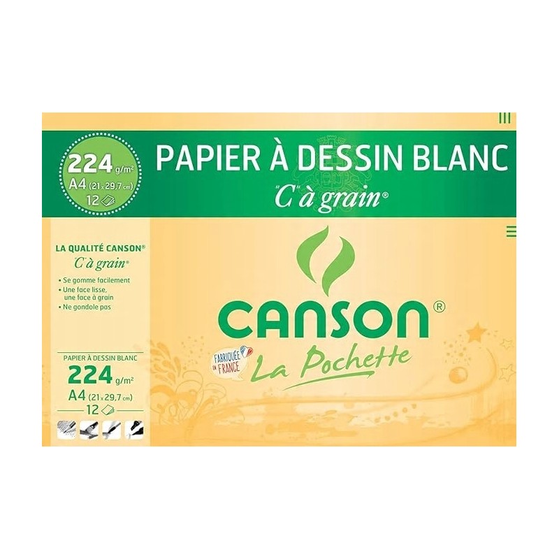 Outlet Canson Papier Rysunkowy A4 (29,7 x 21 cm) 12 Arkuszy BIAŁY 224G/M2 Outlet Canson Papier Rysunkowy A4 (29,7 x 21 cm) 12 Arkuszy BIAŁY 224G/M2