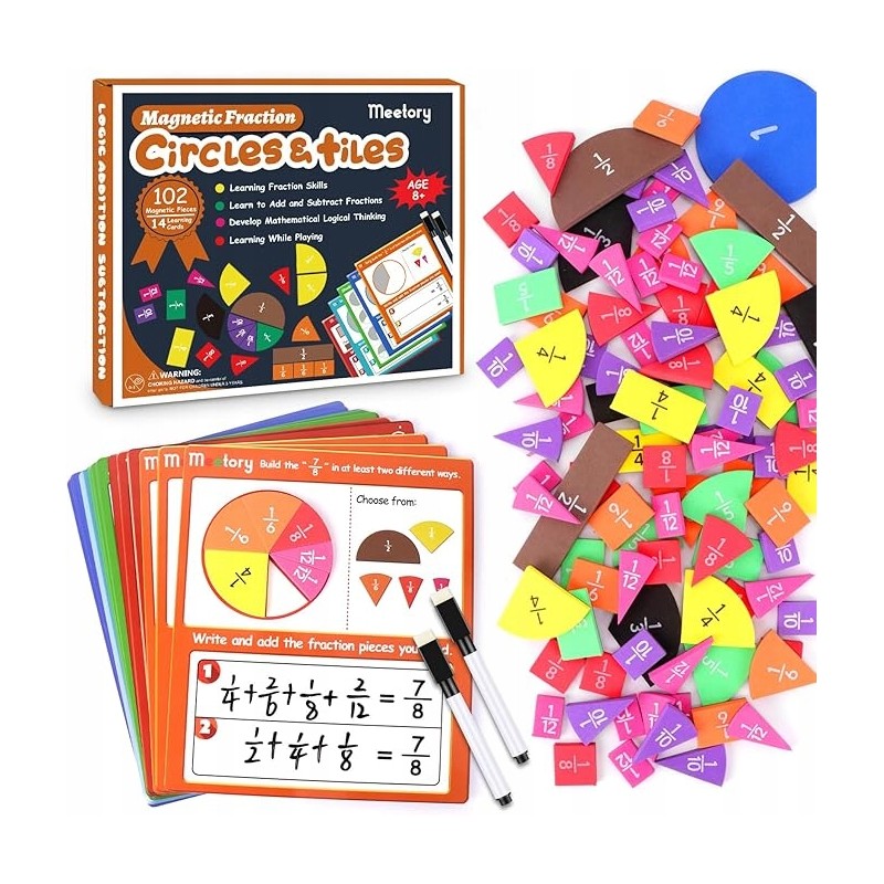 Meetory Magnetic Fraction Tiles koła ułamkowe elementy ułamkowe do nauki