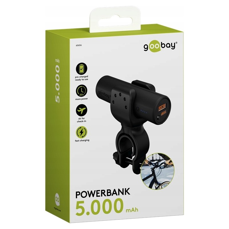 USZKODZONY Powerbank Goobay 5000 mAh na rower czarny szybkie ładowanie OPIS USZKODZONY Powerbank Goobay 5000 mAh na rower czarny szybkie ładowanie OPIS