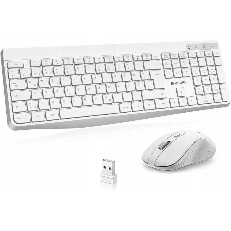 Outlet Zestaw klawiatura i mysz bezprzewodowy Plug and Play KOORUI biały Outlet Zestaw klawiatura i mysz bezprzewodowy Plug and Play KOORUI biały