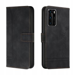 Bravoday Etui na telefon Huawei P40 z klapką przegródką i stojakiem czarne
