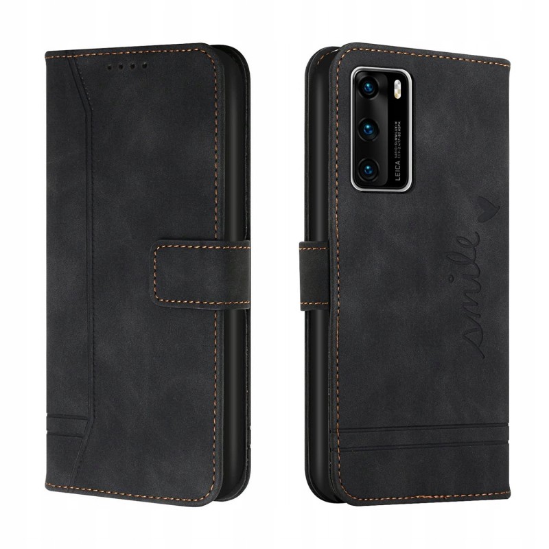 Bravoday Etui na telefon Huawei P40 z klapką przegródką i stojakiem czarne Bravoday Etui na telefon Huawei P40 z klapką przegródką i stojakiem czarne