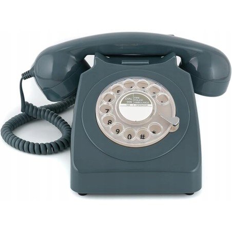 GPO Telefon biurkowy z tarczą obrotową szary 16 x 21,5 x 14,5 cm szary OPIS