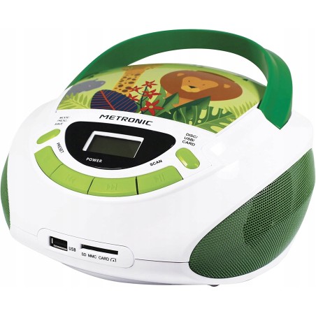 USZKODZONY Metronic Jungle 477144 Radioodtwarzacz FM USB SD zielone OPIS