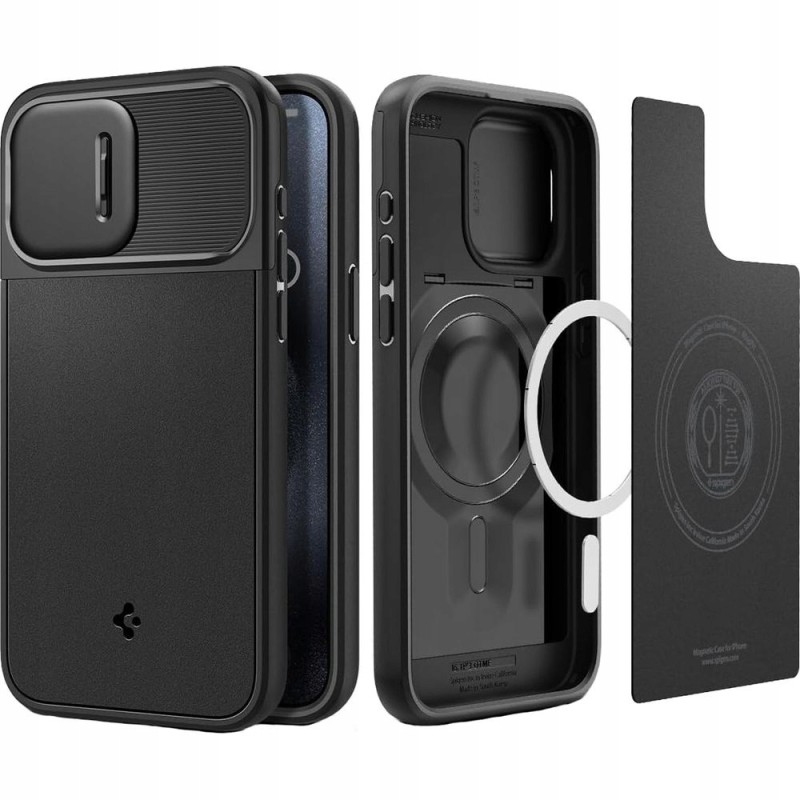 Outlet Plecki Spigen do Apple iPhone 15 Pro czarny materiał TPU i PC