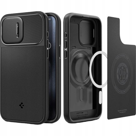 Outlet Plecki Spigen do Apple iPhone 15 Pro czarny materiał TPU i PC