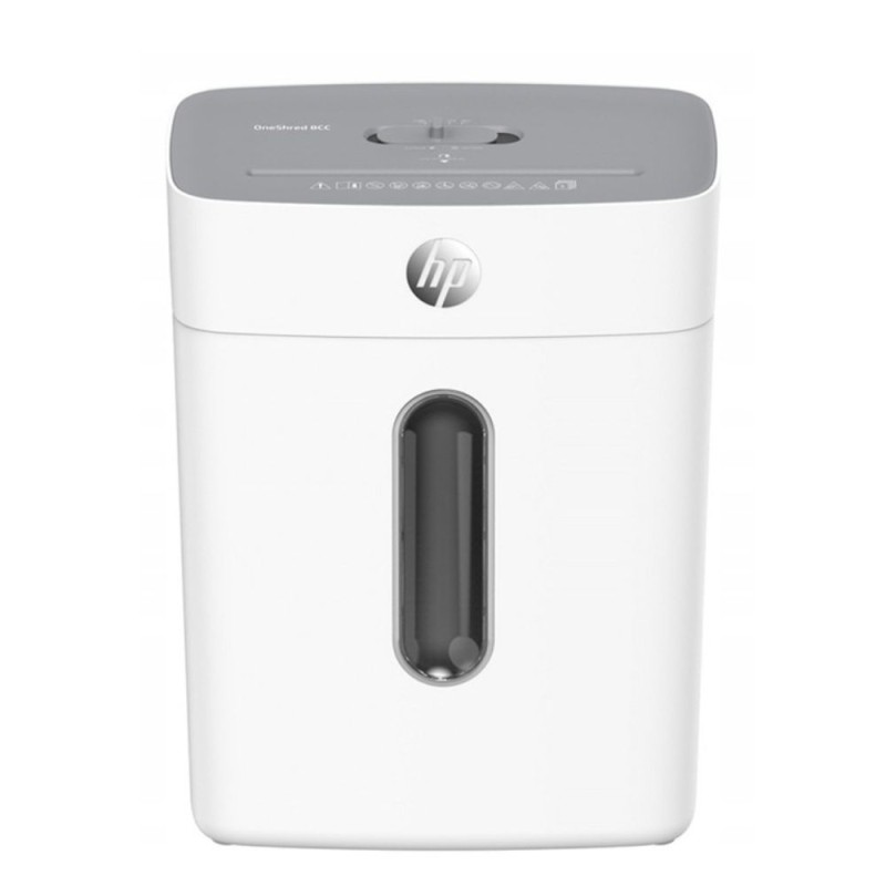 Outlet Niszczarka HP ONESHRED 8CC ścinki P-4 8kart pojemnik 15l biała OPIS