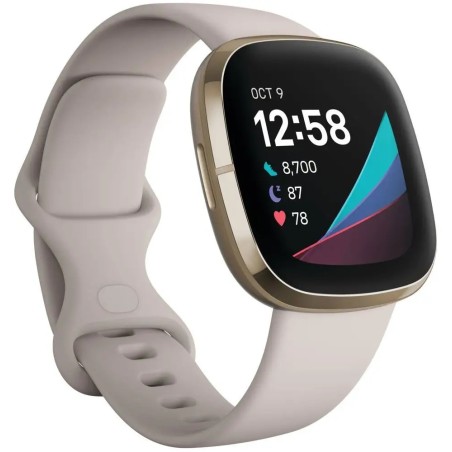 USZKODZONY Smartwatch Fitbit Sense Advanced monitorowanie serca beżowy OPIS