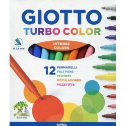 Outlet Wielokolorowe Pisaki zmywalne Giotto Turbo Color 12 kolorów