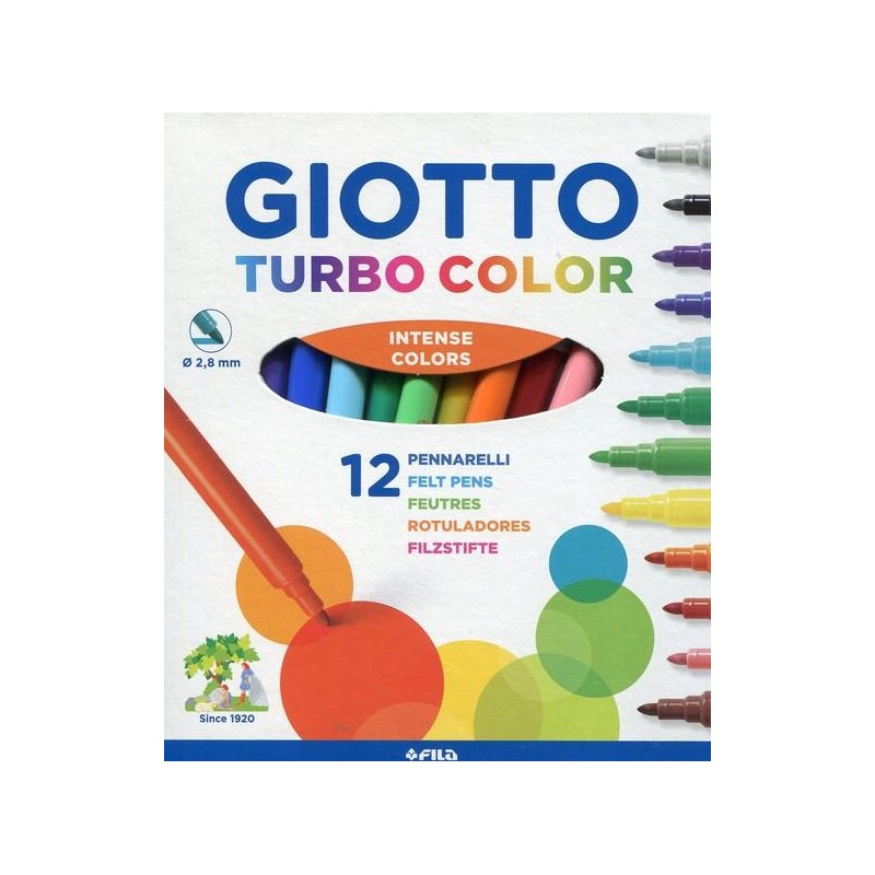 Outlet Wielokolorowe Pisaki zmywalne Giotto Turbo Color 12 kolorów Outlet Wielokolorowe Pisaki zmywalne Giotto Turbo Color 12 kolorów