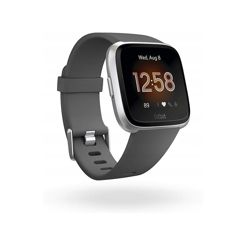 USZKODZONY Fitbit Unisex Versa Lite Zegarek Smartwatch Srebrny/Szary OPIS