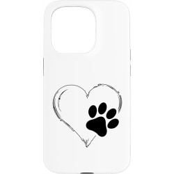 Etui na iPhone'a 15 Pro Serce Łapa Psa Miłośnik Psów białe z sercem i łapką