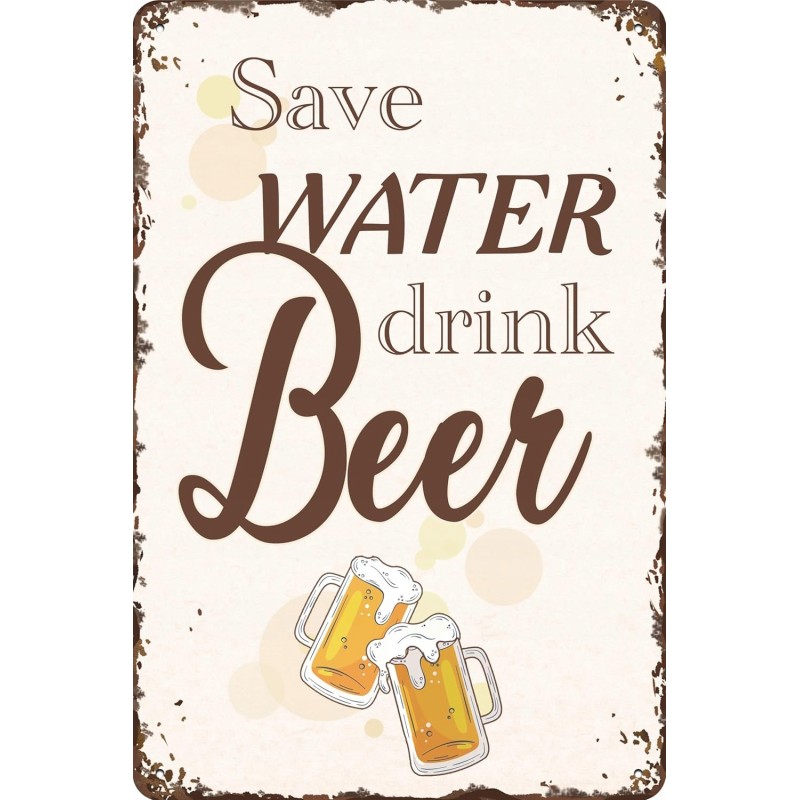 Blaszana Tabliczka Zabawne Powiedzenie "Save Water Drink Beer" 30 x 20 cm Blaszana Tabliczka Zabawne Powiedzenie "Save Water Drink Beer" 30 x 20 cm