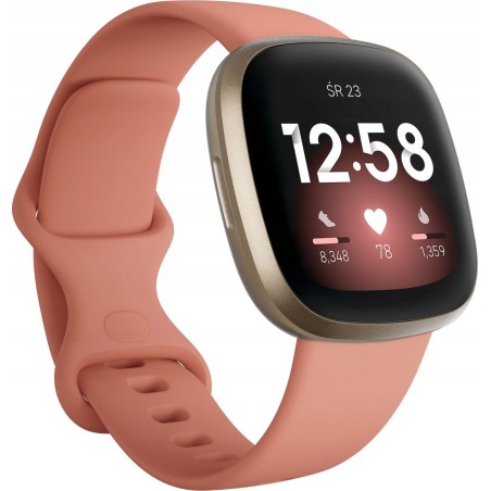 USZKODZONY Smartwatch Fitbit Versa 3 różowo złoty rozmiar ekranu 1,58" OPIS
