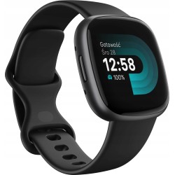 USZKODZONY Smartwatch Fitbit Versa czarny GPS pomiar tętna OPIS